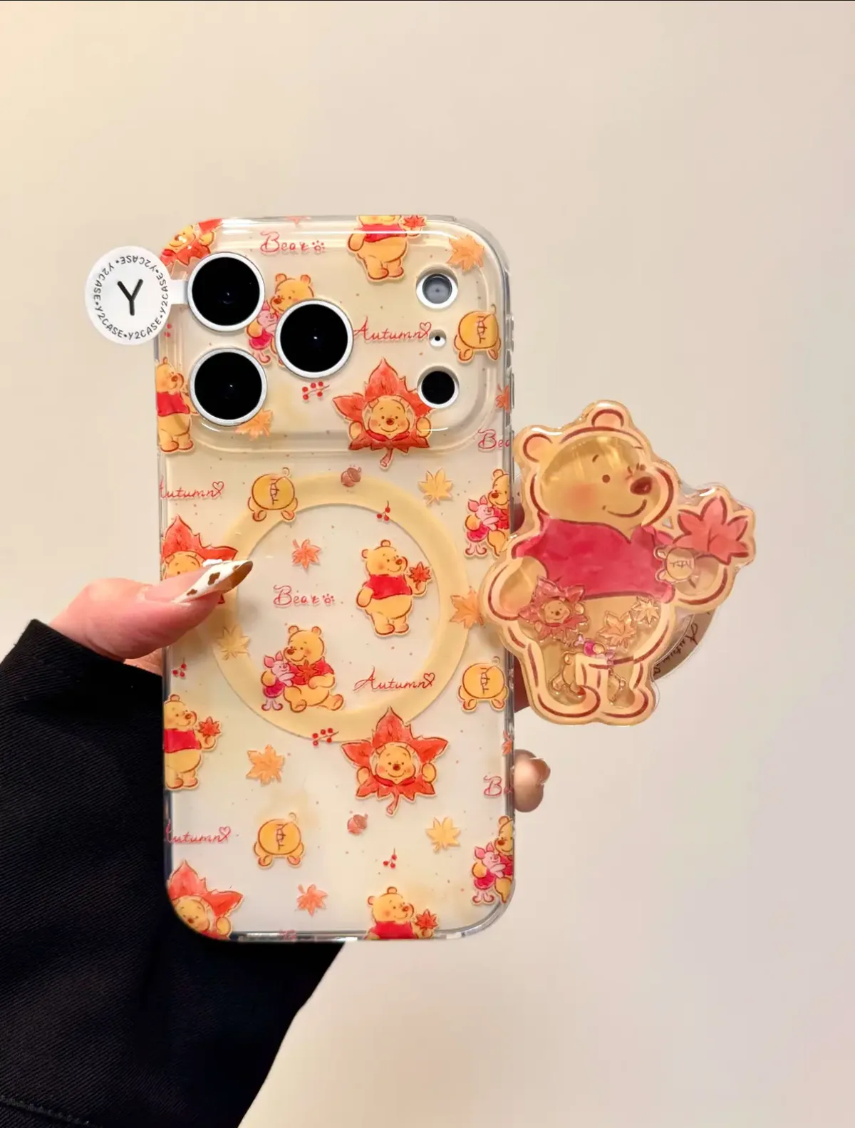 Winnie the Pooh Kawaii Autumn Bear Clear Phone Case for iPhone 17 16 15 14 13 Pro Max — MagSafe