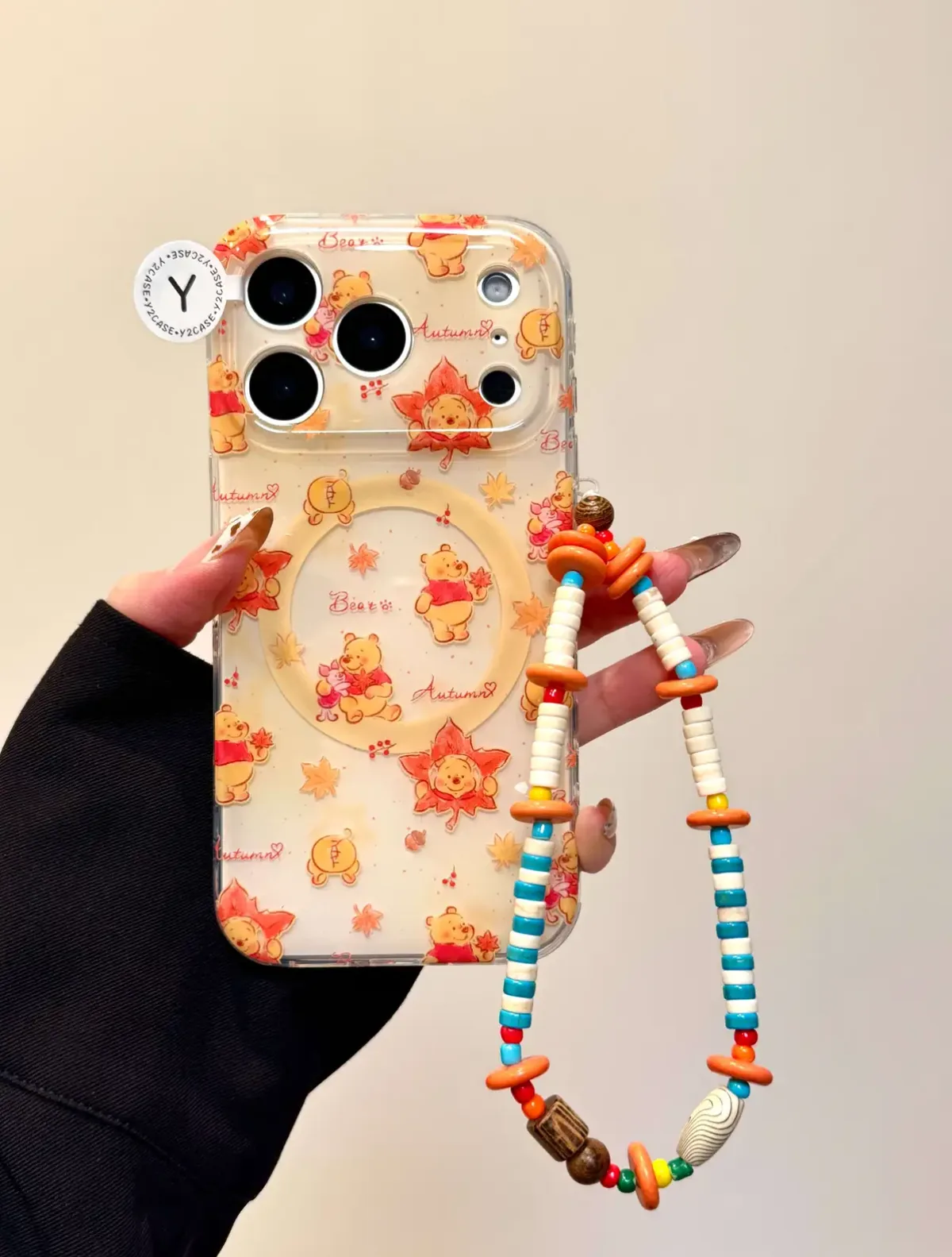 Winnie the Pooh Kawaii Autumn Bear Clear Phone Case for iPhone 17 16 15 14 13 Pro Max — MagSafe