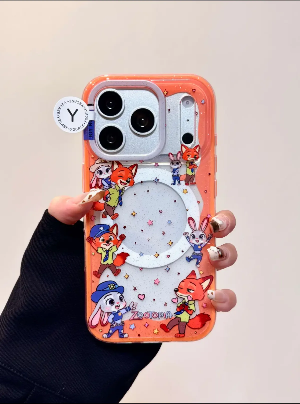 Zootopia Glitter Phone Case with Pop Grip for iPhone 17 16 15 14 13 Pro Max