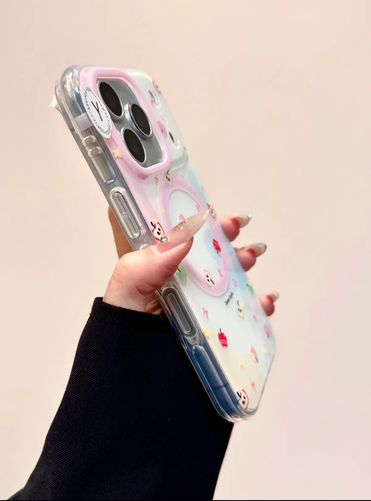 Sweet Apple Clear Kawaii Phone Case with Apple Grip for iPhone 17 16 15 14 13 Pro Max