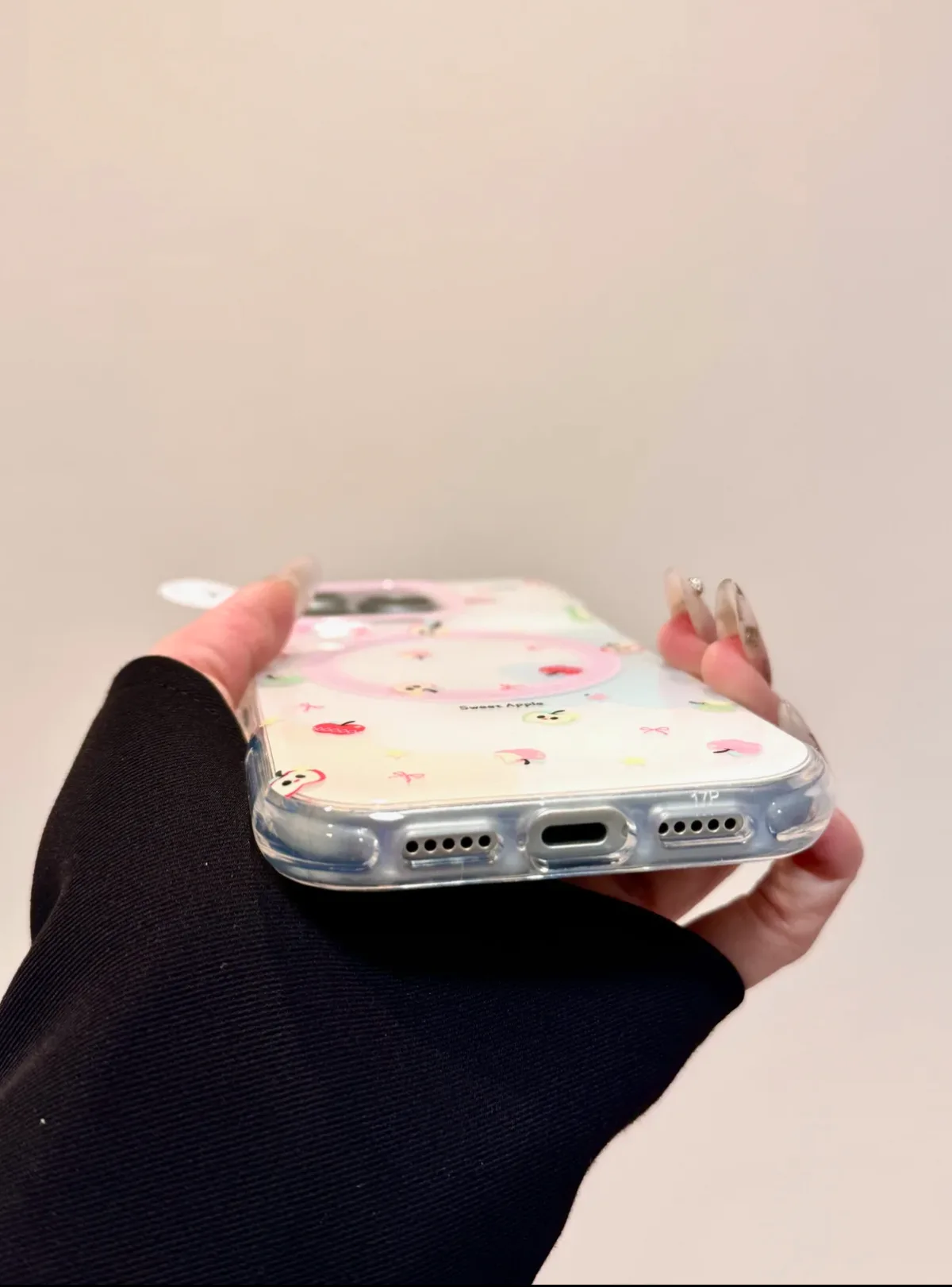 Sweet Apple Clear Kawaii Phone Case with Apple Grip for iPhone 17 16 15 14 13 Pro Max