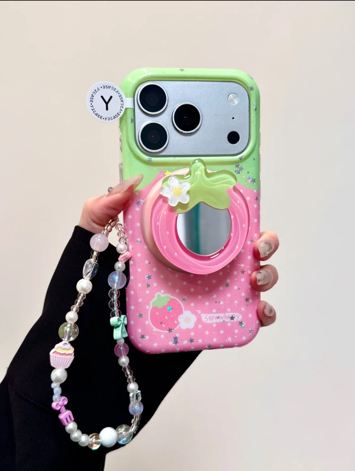 Strawberry Mirror Phone Case for iPhone 17 16 15 14 13 Pro Max — MagSafe