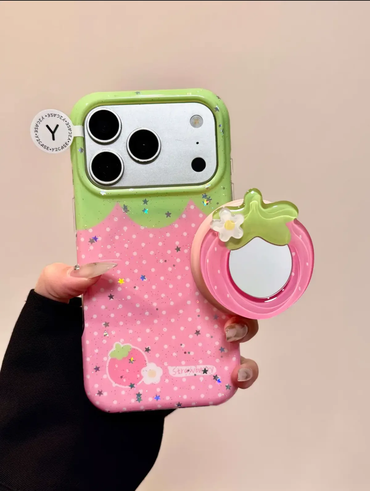 Strawberry Mirror Phone Case for iPhone 17 16 15 14 13 Pro Max — MagSafe
