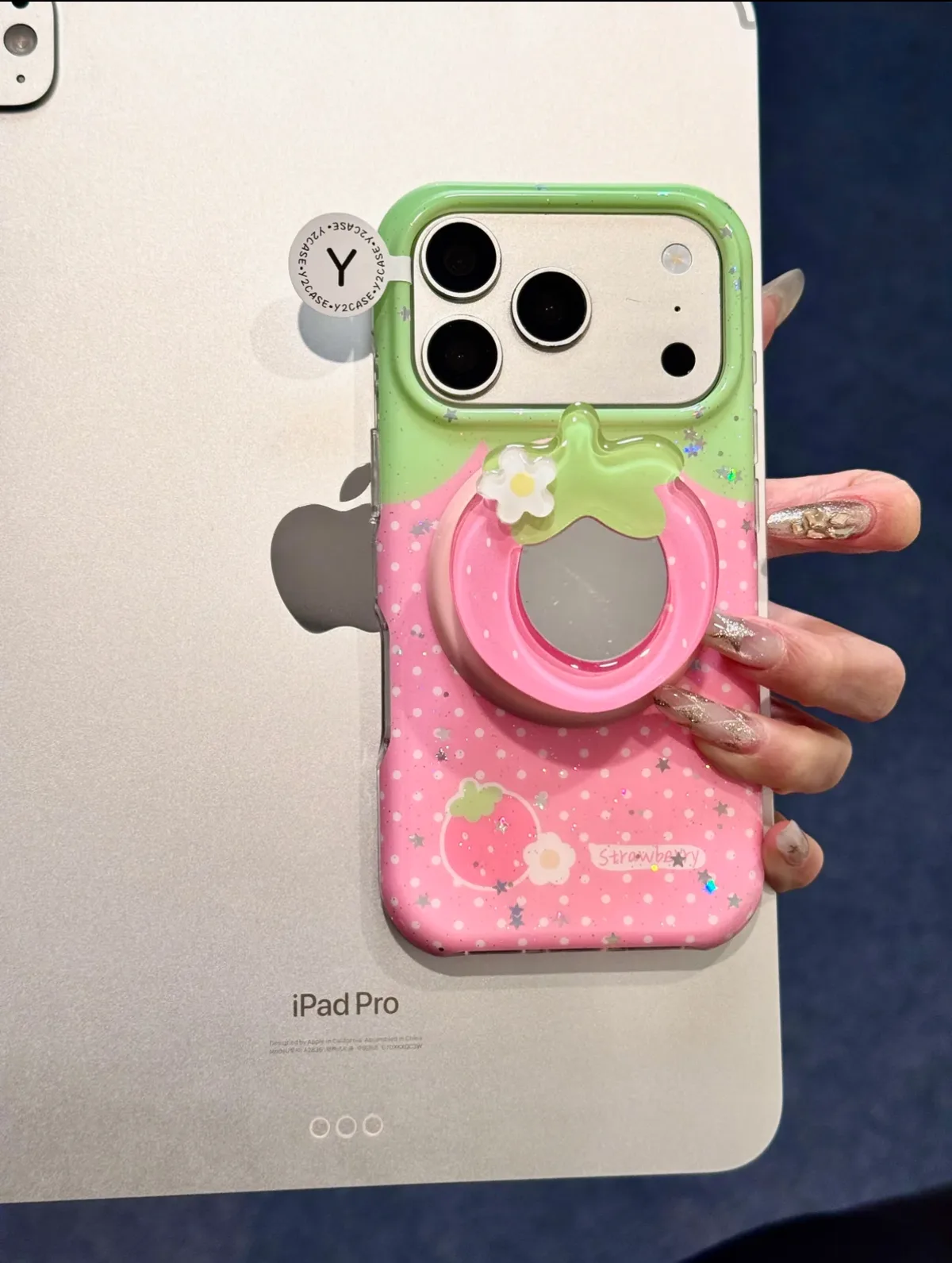 Strawberry Mirror Phone Case for iPhone 17 16 15 14 13 Pro Max — MagSafe