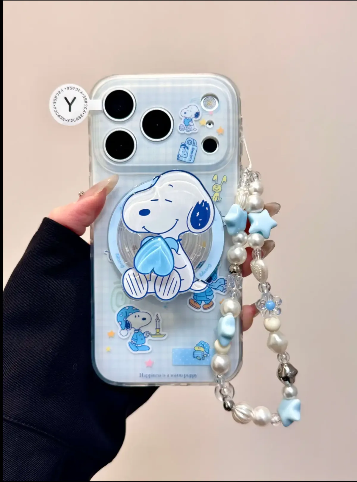 Snoopy Blue Heart Clear Phone Case for iPhone 17 16 15 14 13 Pro Max — MagSafe