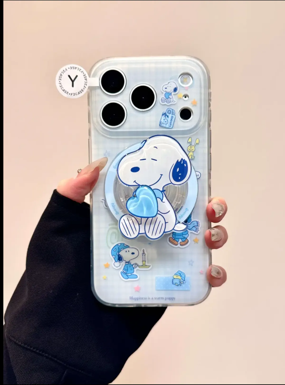 Snoopy Blue Heart Clear Phone Case for iPhone 17 16 15 14 13 Pro Max — MagSafe