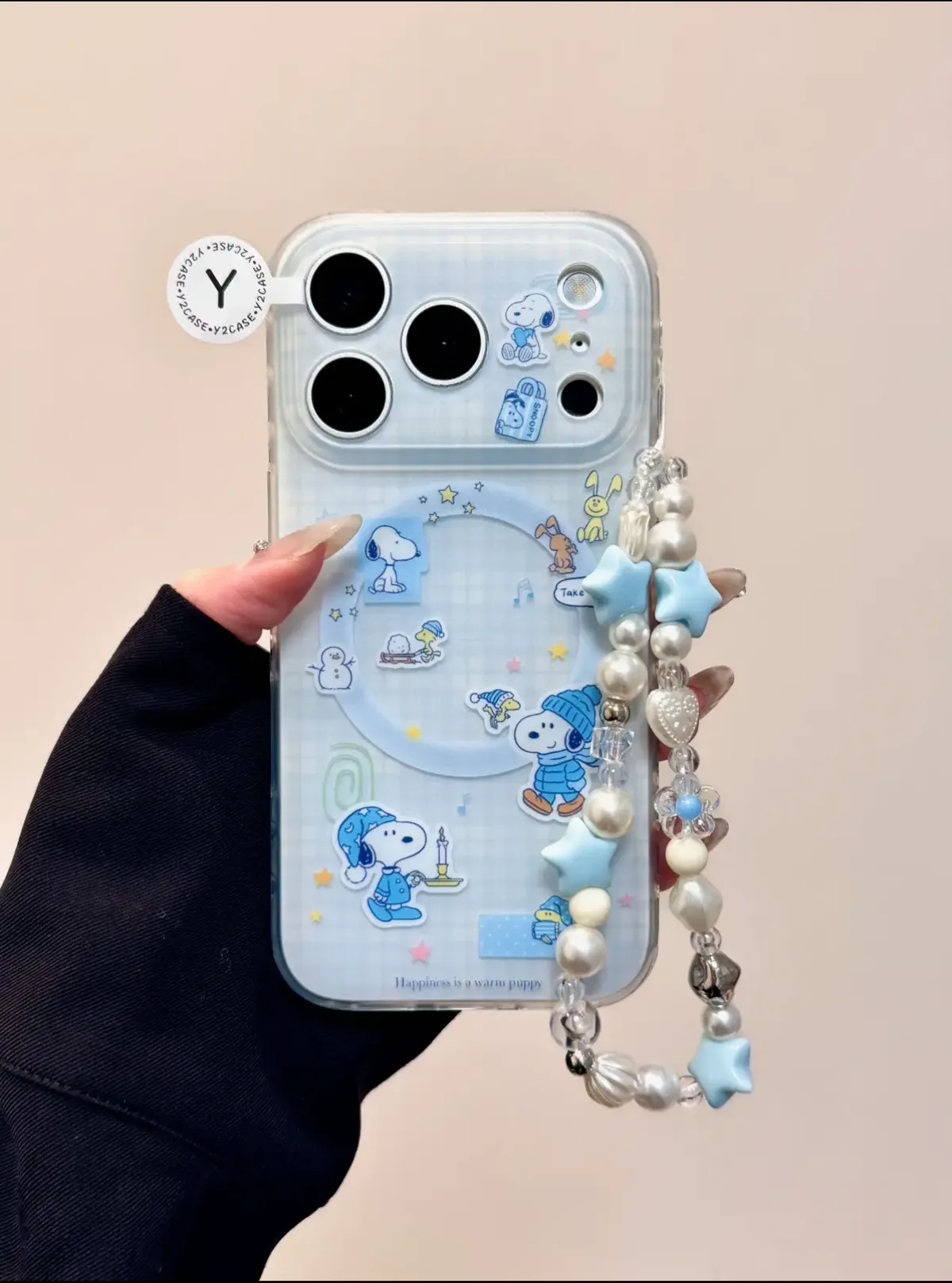 Snoopy Blue Heart Clear Phone Case for iPhone 17 16 15 14 13 Pro Max — MagSafe