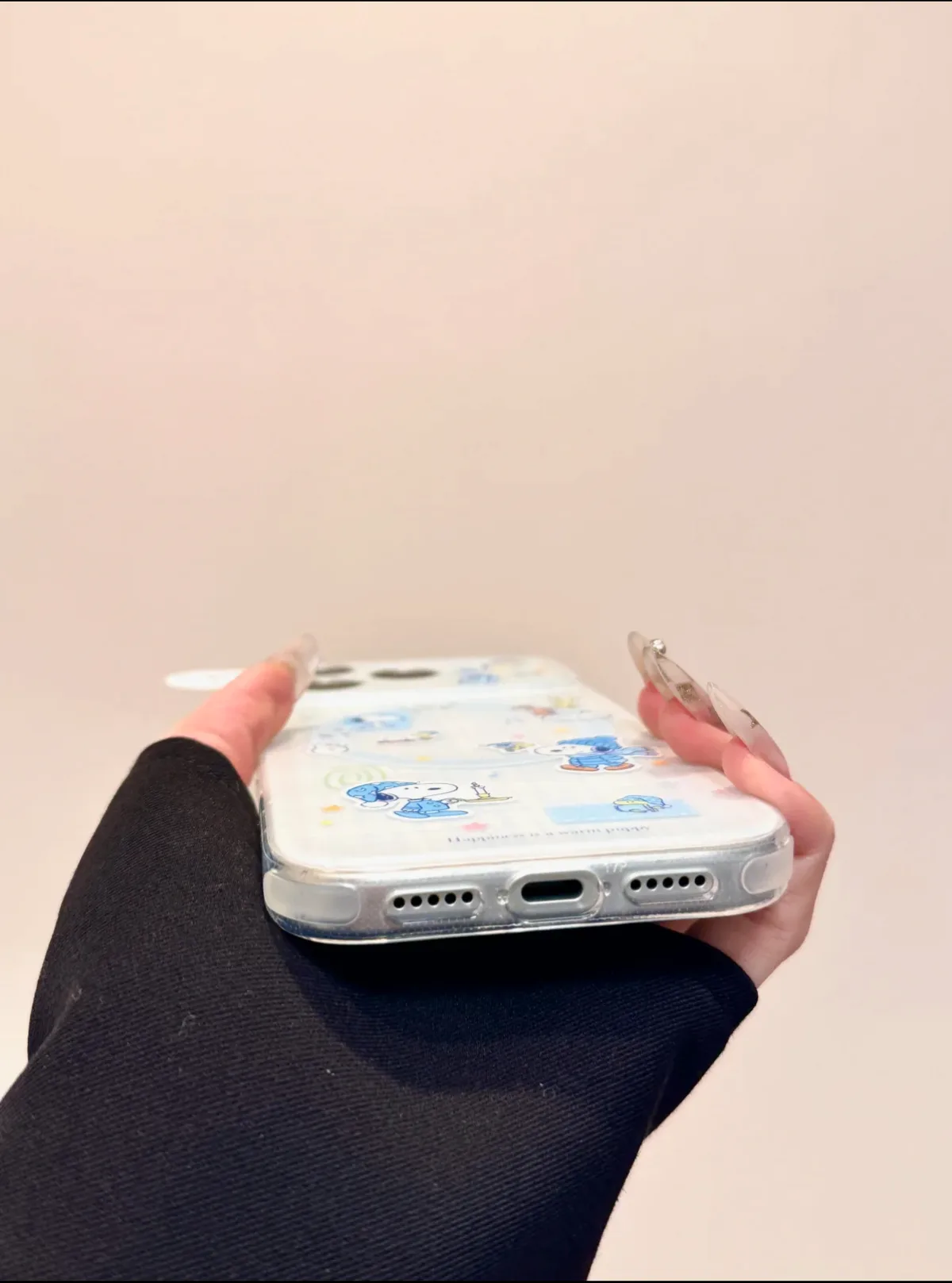Snoopy Blue Heart Clear Phone Case for iPhone 17 16 15 14 13 Pro Max