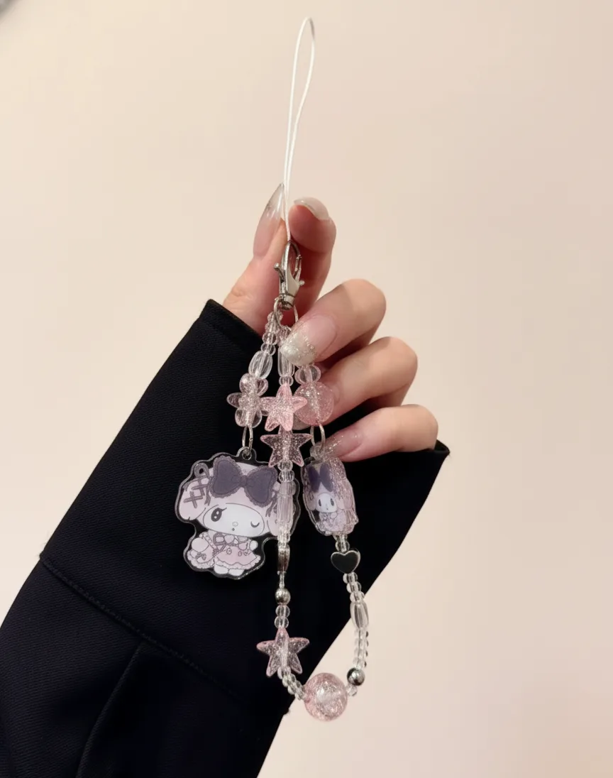 Sanrio My Melody Clear Glitter Bow Phone Case with Charm for iPhone 17 16 15 14 13 Pro Max