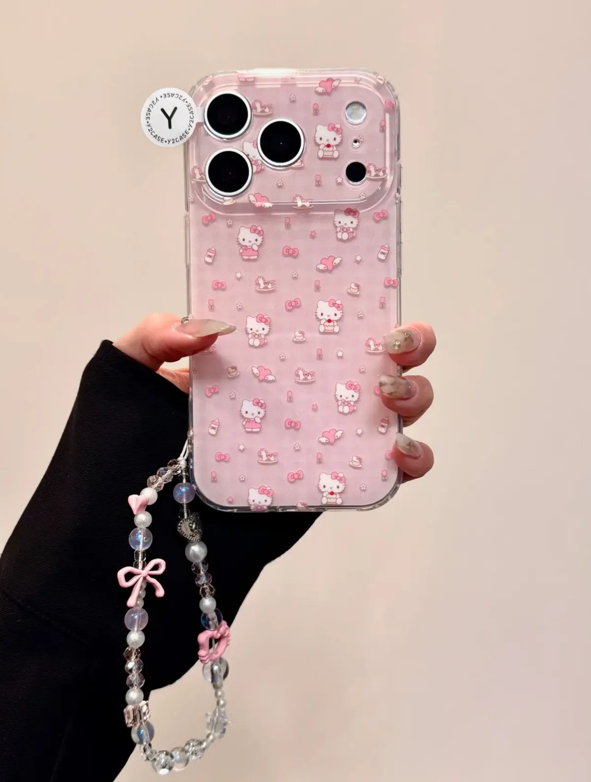 Sanrio Hello Kitty Pink Bow Clear Phone Case with Wings for iPhone 17 16 15 14 13 Pro Max — MagSafe