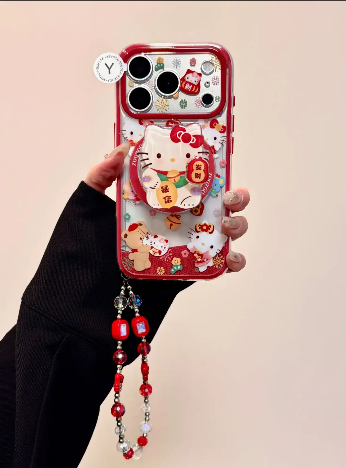 Sanrio Hello Kitty Lucky Red Case with Charm for iPhone 17 16 15 14 13 Pro Max — MagSafe