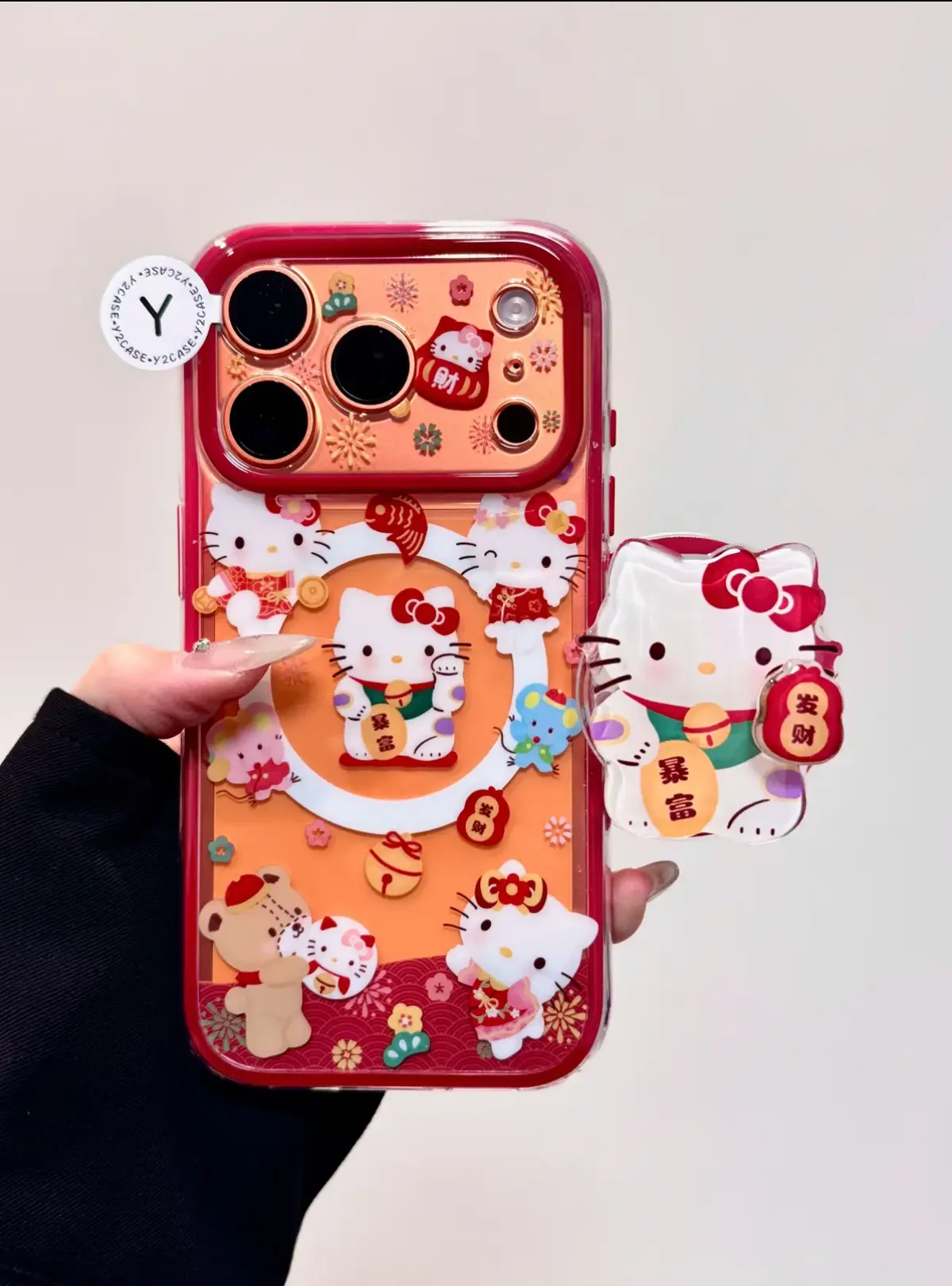 Sanrio Hello Kitty Lucky Red Case with Charm for iPhone 17 16 15 14 13 Pro Max — MagSafe