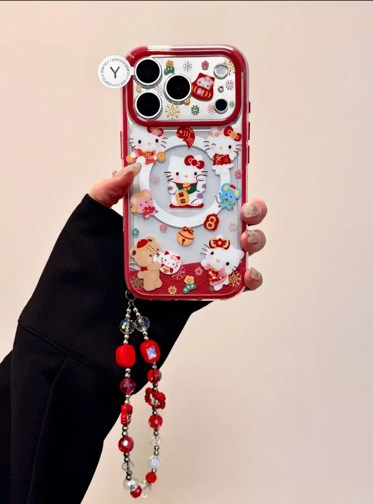 Sanrio Hello Kitty Lucky Red Case with Charm for iPhone 17 16 15 14 13 Pro Max — MagSafe