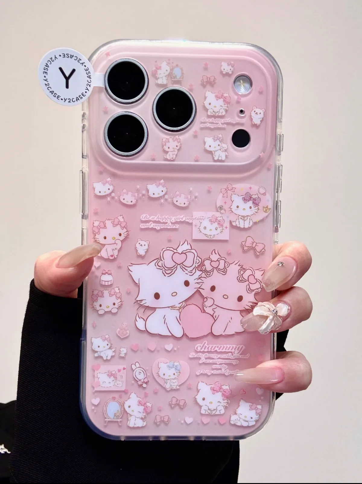 Sanrio Hello Kitty Pink Clear Cute Bow Phone Case for iPhone 17 16 15 14 13 Pro Max