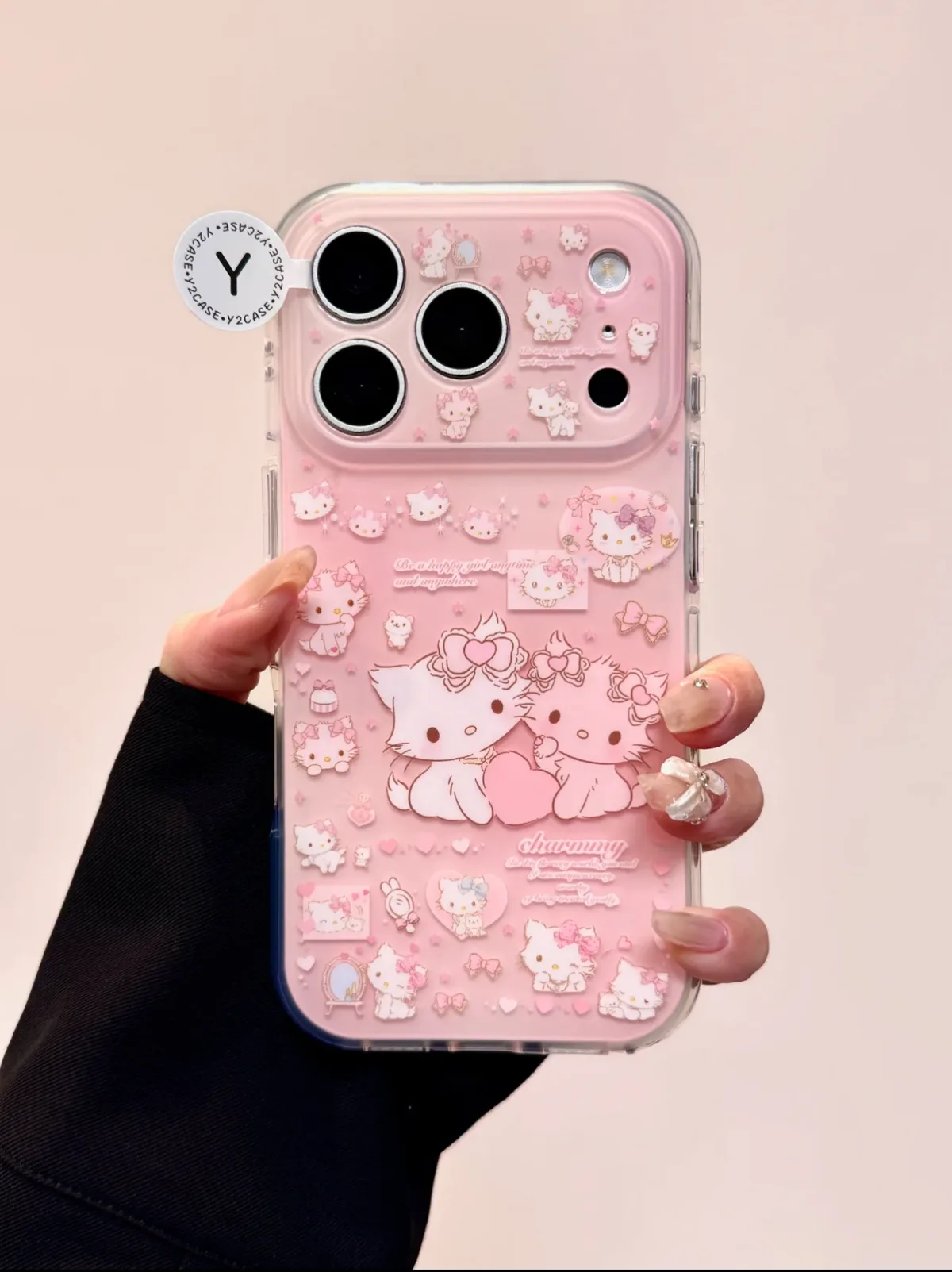 Sanrio Hello Kitty Pink Clear Cute Bow Phone Case for iPhone 17 16 15 14 13 Pro Max