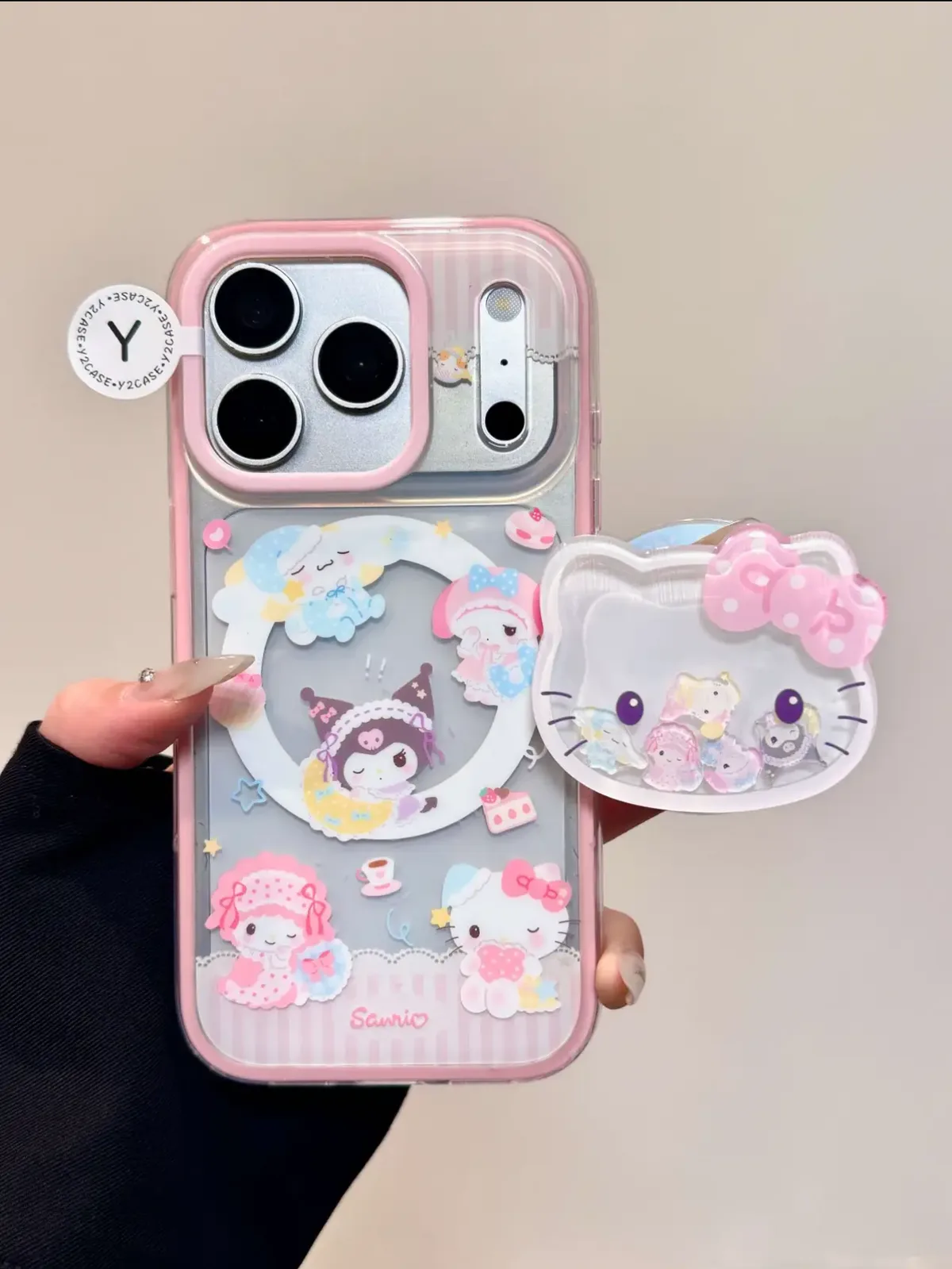 Sanrio Hello Kitty 3D Bow Pink Clear iPhone 17 16 15 14 13 Pro Max Case — MagSafe