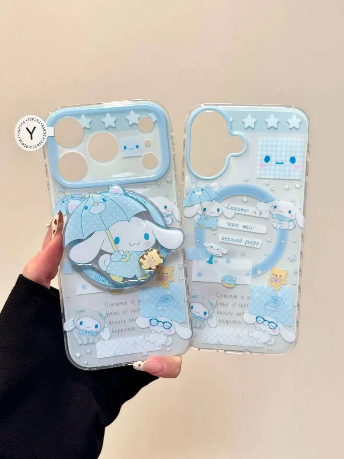 Sanrio Cinnamoroll 3D Charm Clear Phone Case for iPhone 17 16 15 14 13 Pro Max