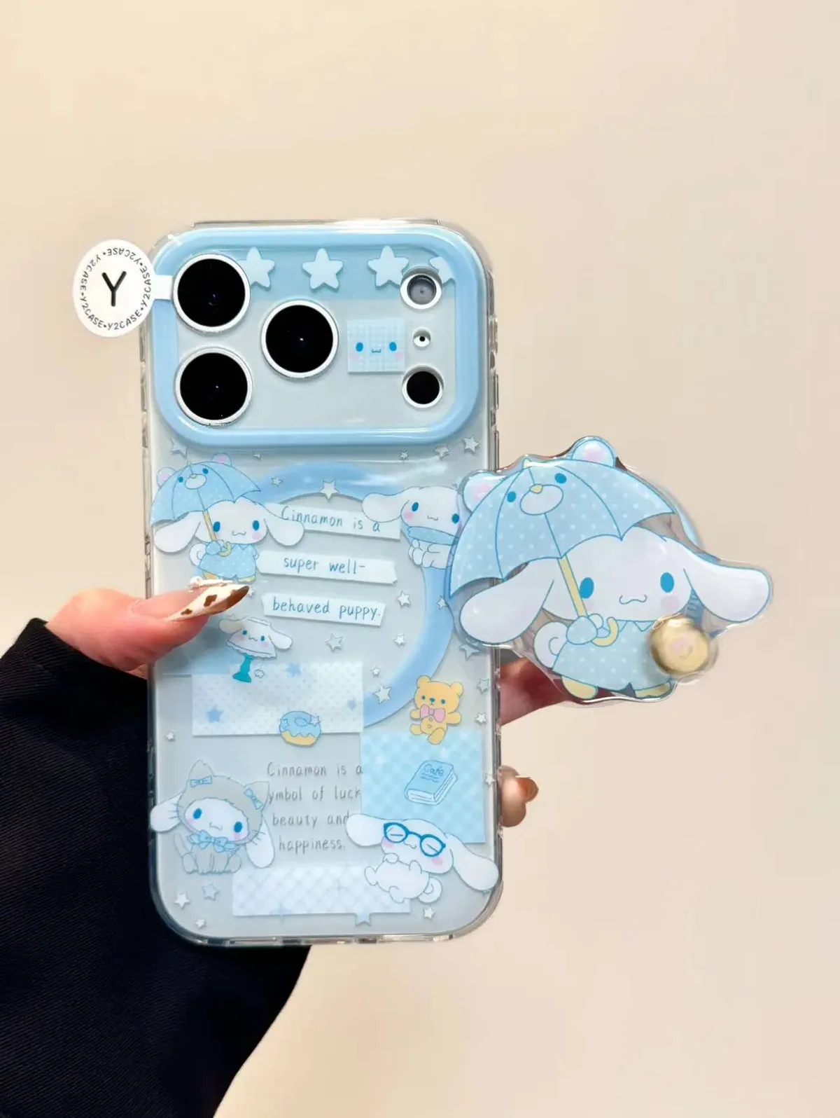 Sanrio Cinnamoroll 3D Charm Clear Phone Case for iPhone 17 16 15 14 13 Pro Max