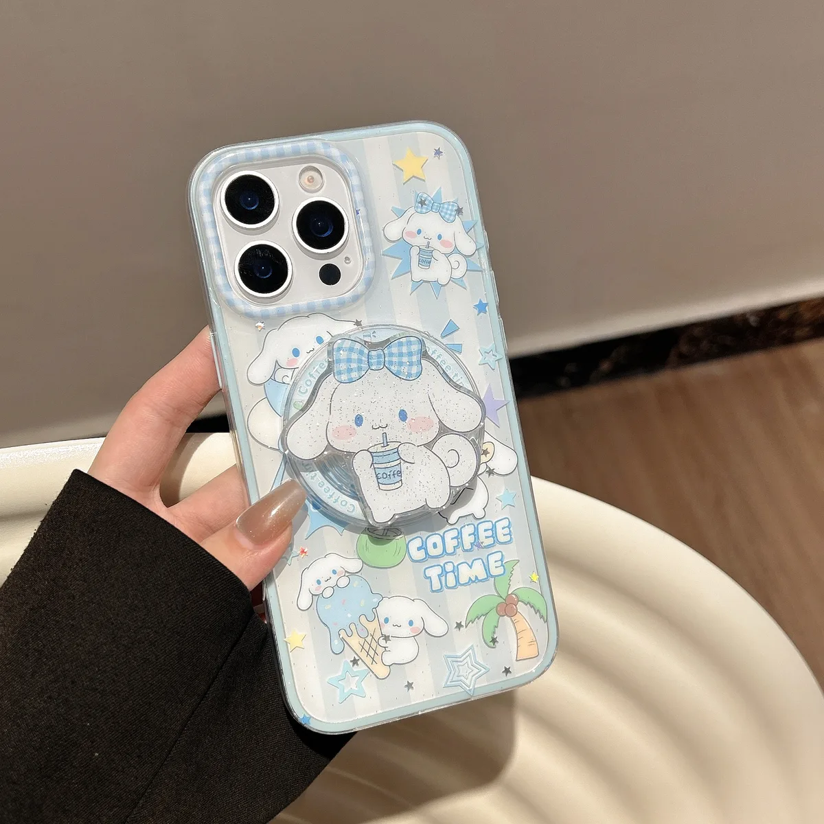 Sanrio Cinnamoroll Coffee Time Case with Charm Strap for iPhone 17 16 15 14 13 Pro Max