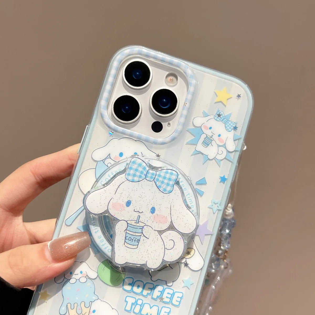Sanrio Cinnamoroll Coffee Time Case with Charm Strap for iPhone 17 16 15 14 13 Pro Max