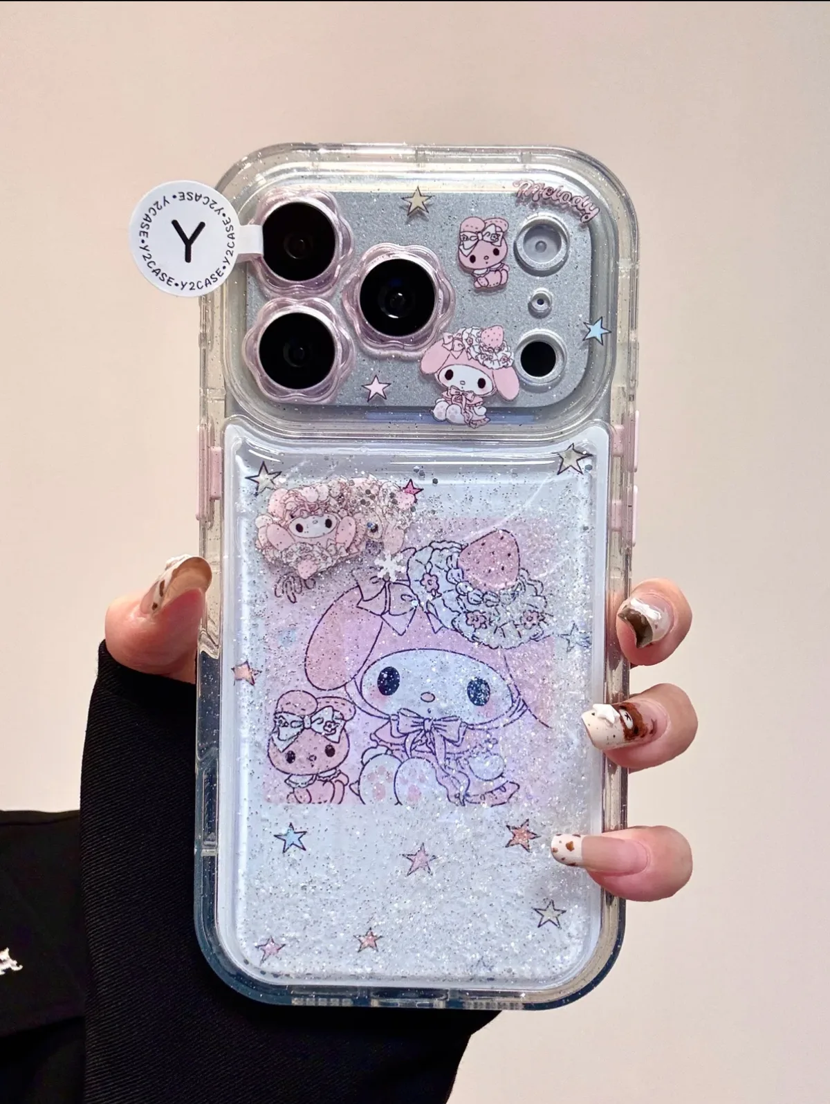 Sanrio My Melody Glitter Clear iPhone 17 16 15 14 13 Pro Max Phone Case