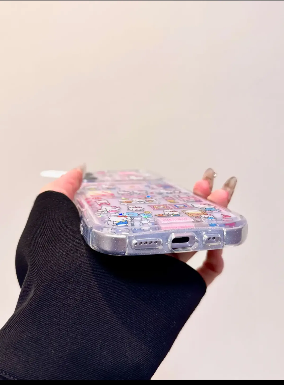Sanrio Hello Kitty Glitter Cat-Ear Clear iPhone 17 16 15 14 13 Pro Max Case