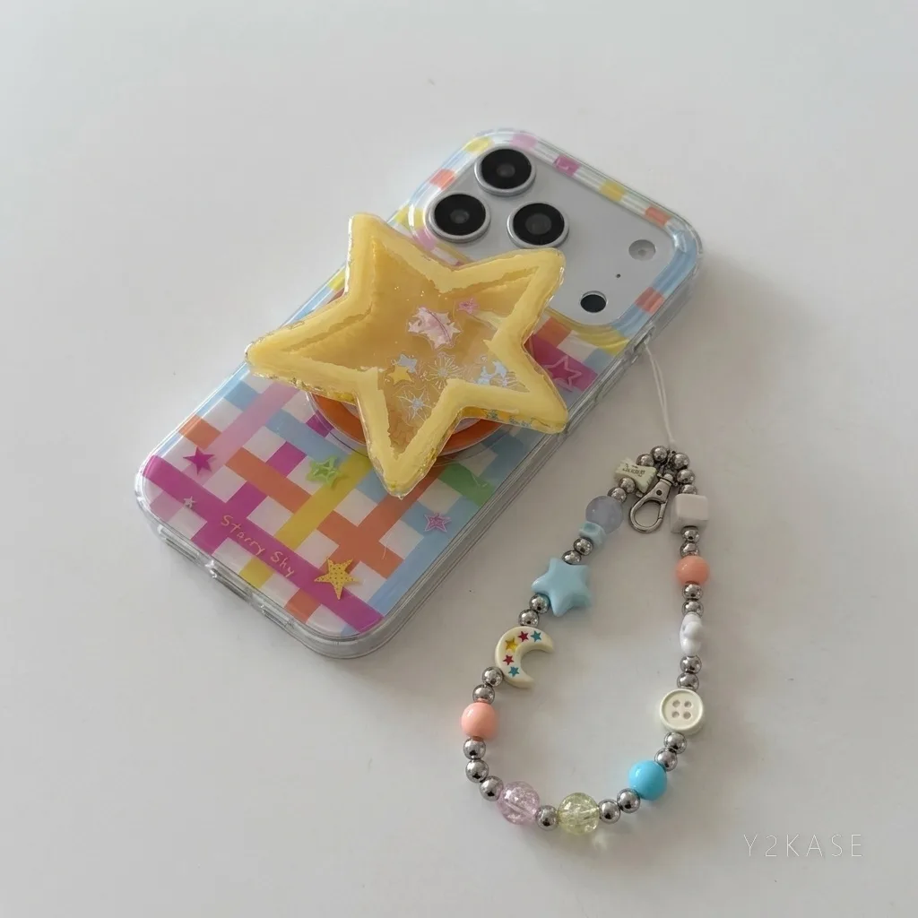 Starry Sky Colorful Grid Phone Case with MagSafe Star Stand for iPhone 17 16 15 14 13 Pro Max