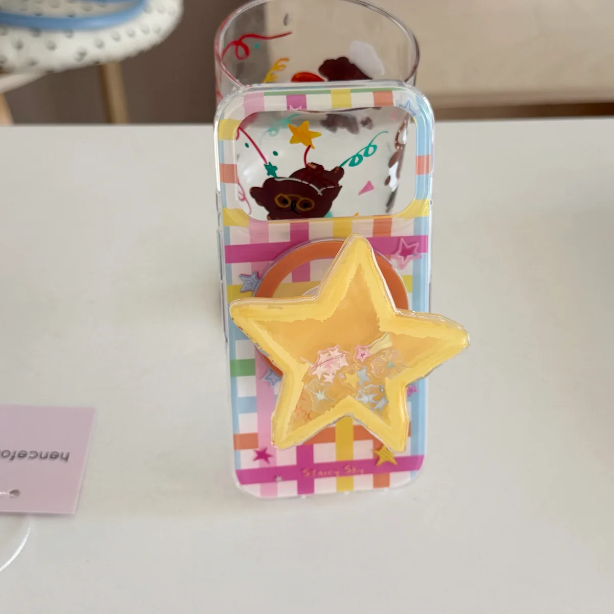 Starry Sky Colorful Grid Phone Case with MagSafe Star Stand for iPhone 17 16 15 14 13 Pro Max