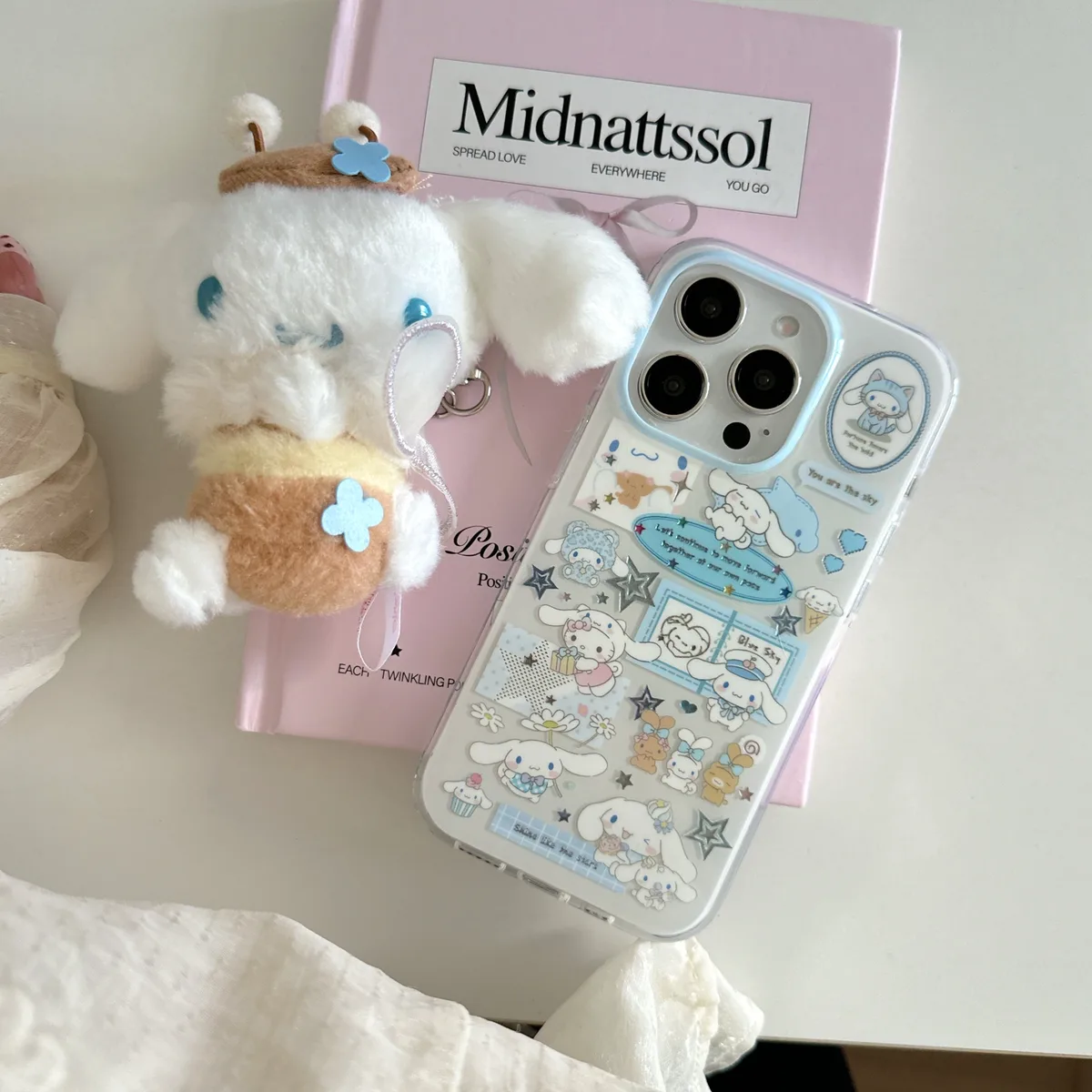 Cinnamoroll Kawaii Sticker Case for iPhone 17 16 15 Pro Max