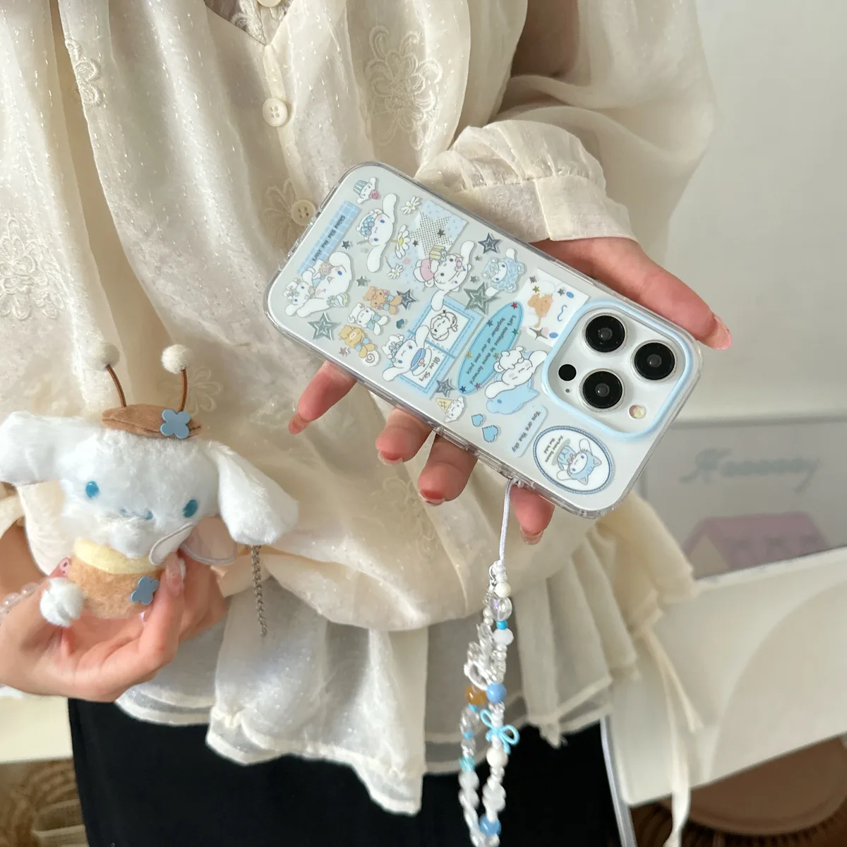 Cinnamoroll Kawaii Sticker Case for iPhone 17 16 15 Pro Max