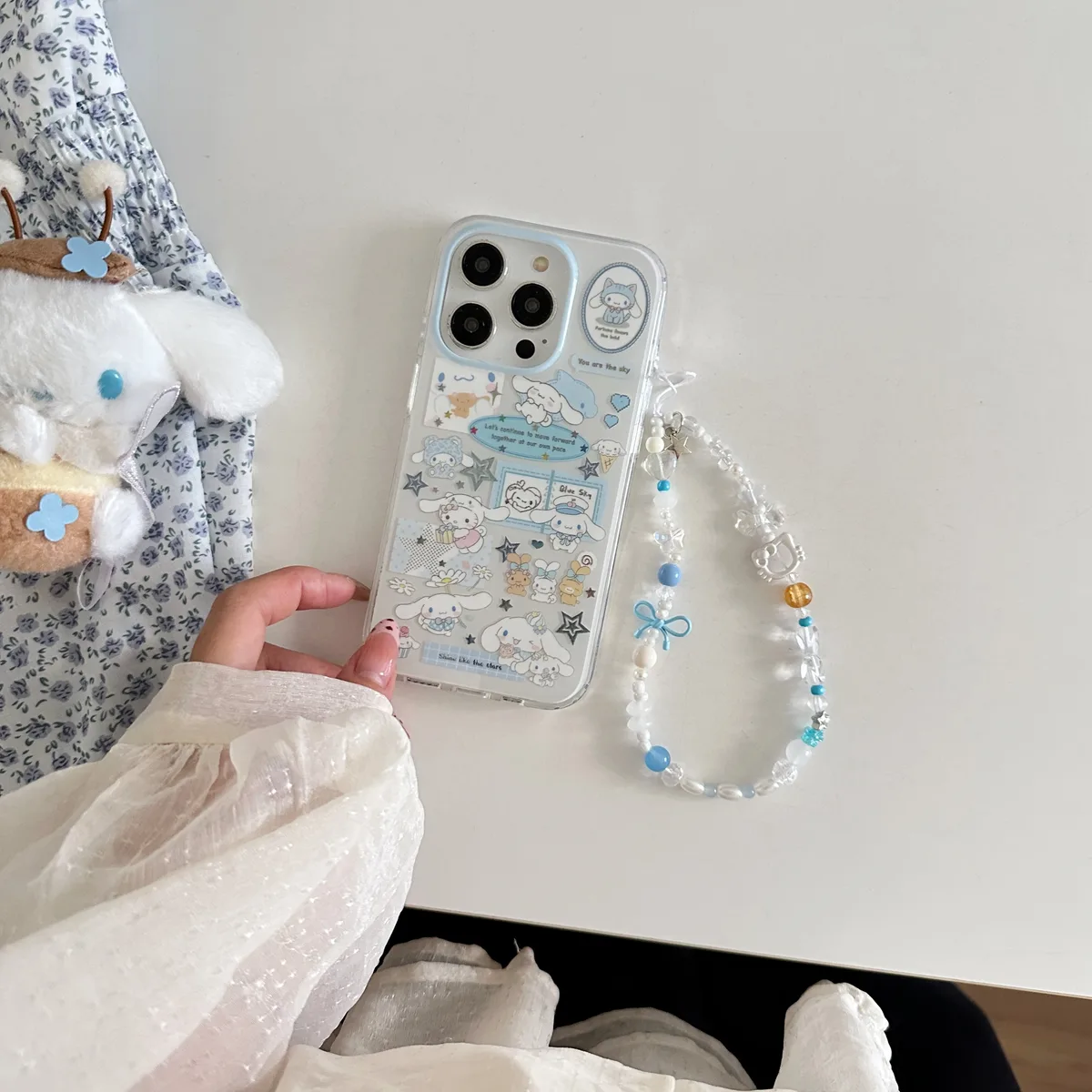 Cinnamoroll Kawaii Sticker Case for iPhone 17 16 15 Pro Max