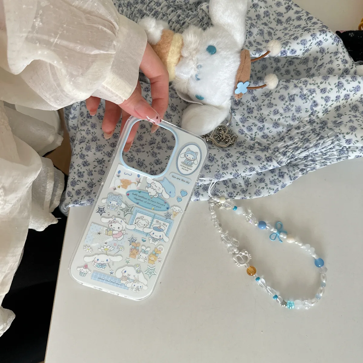 Cinnamoroll Kawaii Sticker Case for iPhone 17 16 15 Pro Max