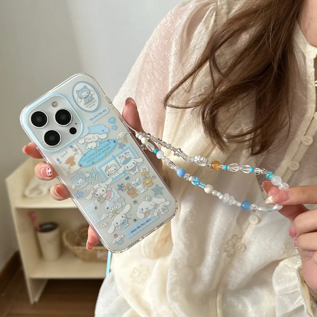 Cinnamoroll Kawaii Sticker Case for iPhone 17 16 15 Pro Max