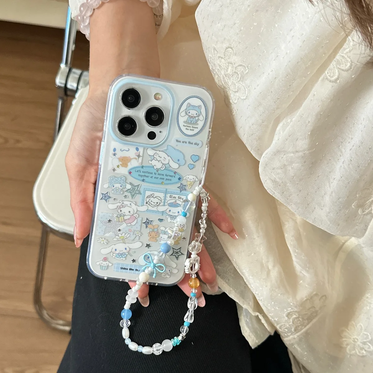 Cinnamoroll Kawaii Sticker Case for iPhone 17 16 15 Pro Max