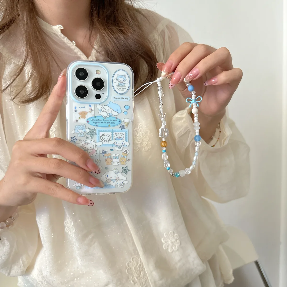 Cinnamoroll Kawaii Sticker Case for iPhone 17 16 15 Pro Max