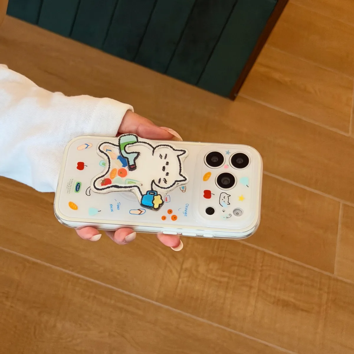 Cute Cat Clear Phone Case with 3D Character Grip for iPhone 17 16 15 Pro Max