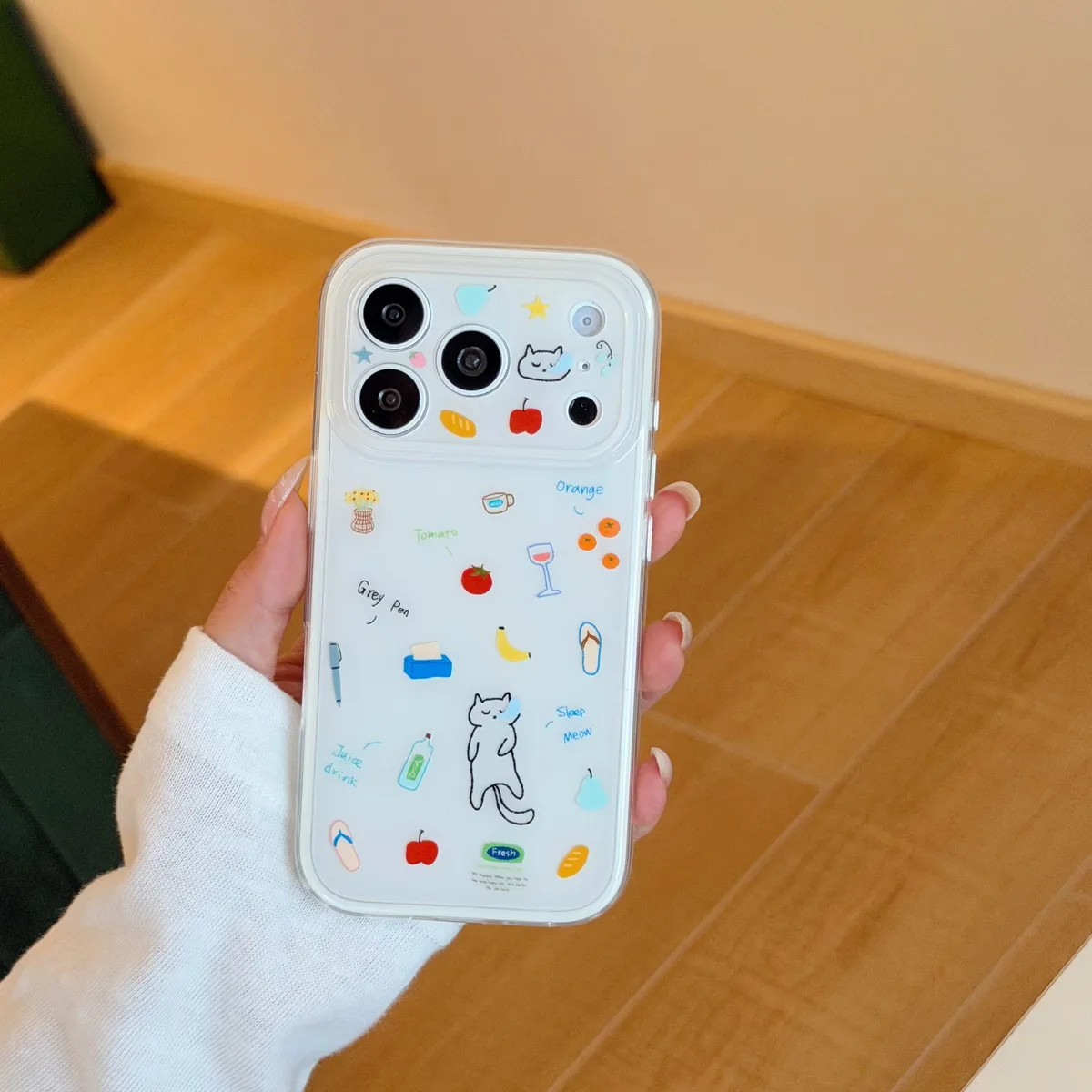 Cute Cat Clear Phone Case with 3D Character Grip for iPhone 17 16 15 Pro Max
