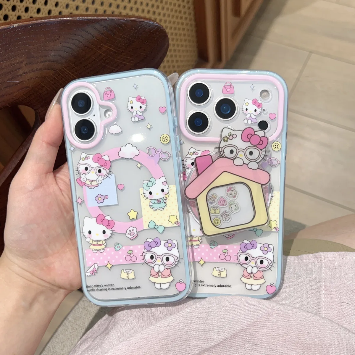 Hello Kitty Kawaii Magnetic Stand Phone Case for iPhone 17 16 15 Pro Max — MagSafe
