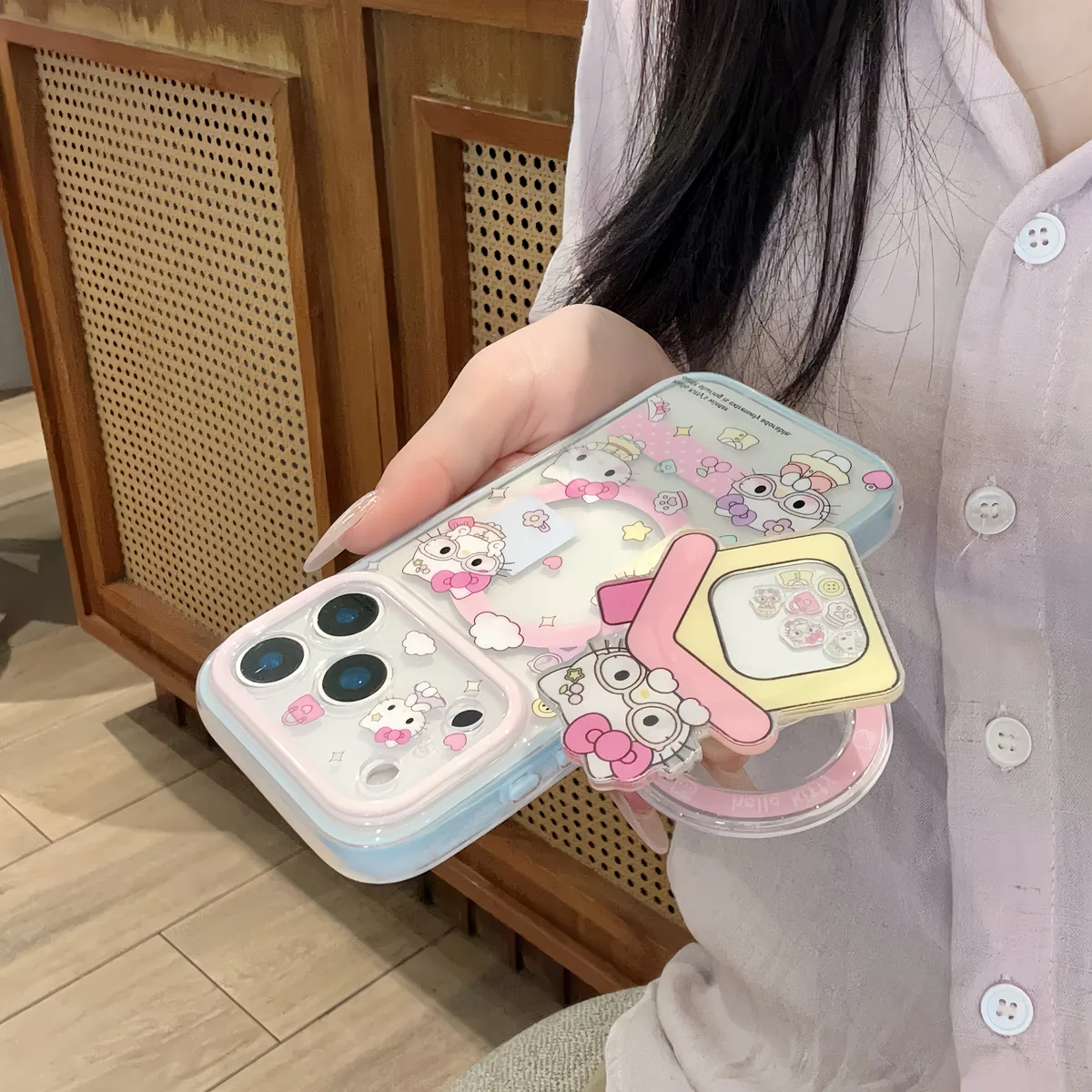 Hello Kitty Kawaii Magnetic Stand Phone Case for iPhone 17 16 15 Pro Max — MagSafe