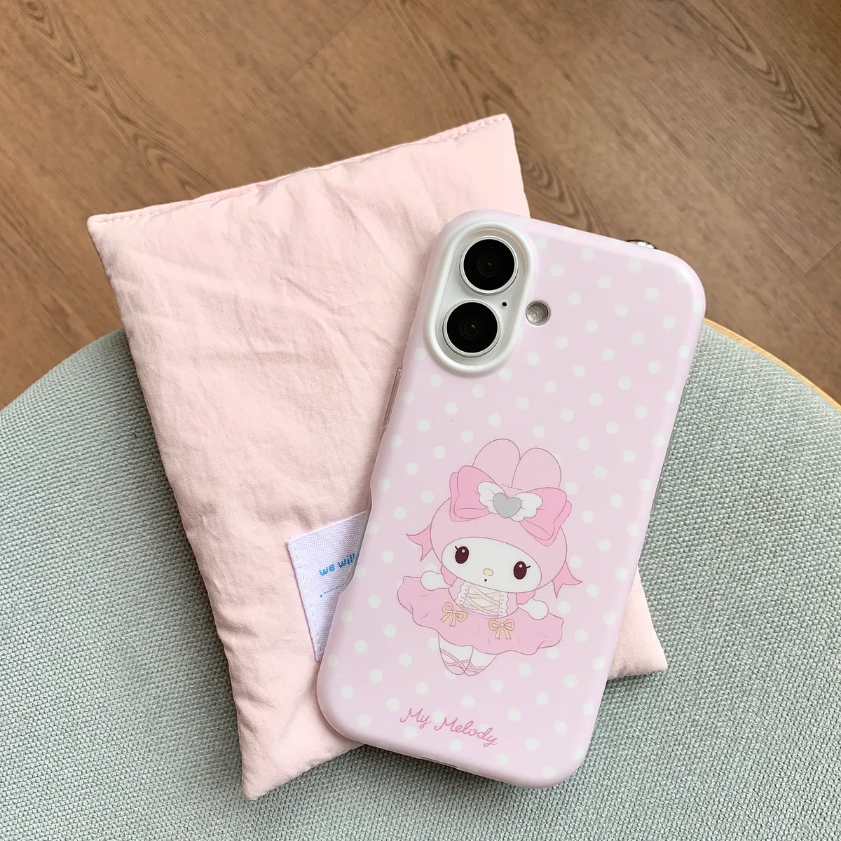 Ballet My Melody Case with Beaded Strap for iPhone 17 16 15 Pro Max