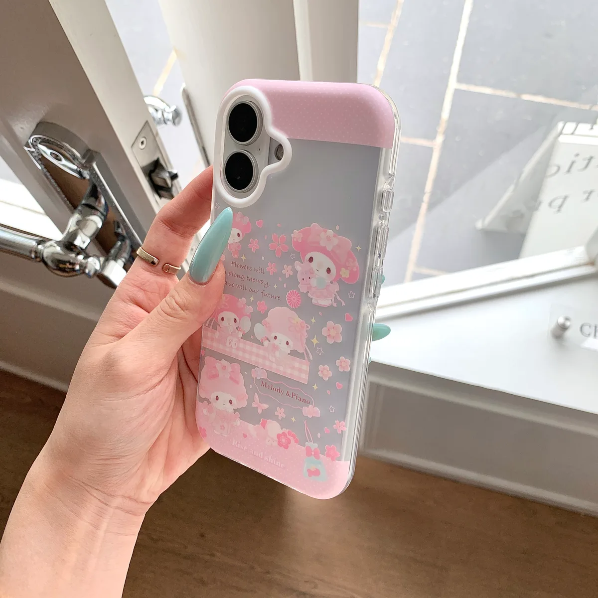 Pink Melody & Piano Case with Beaded Strap for iPhone 17 16 15 Pro Max