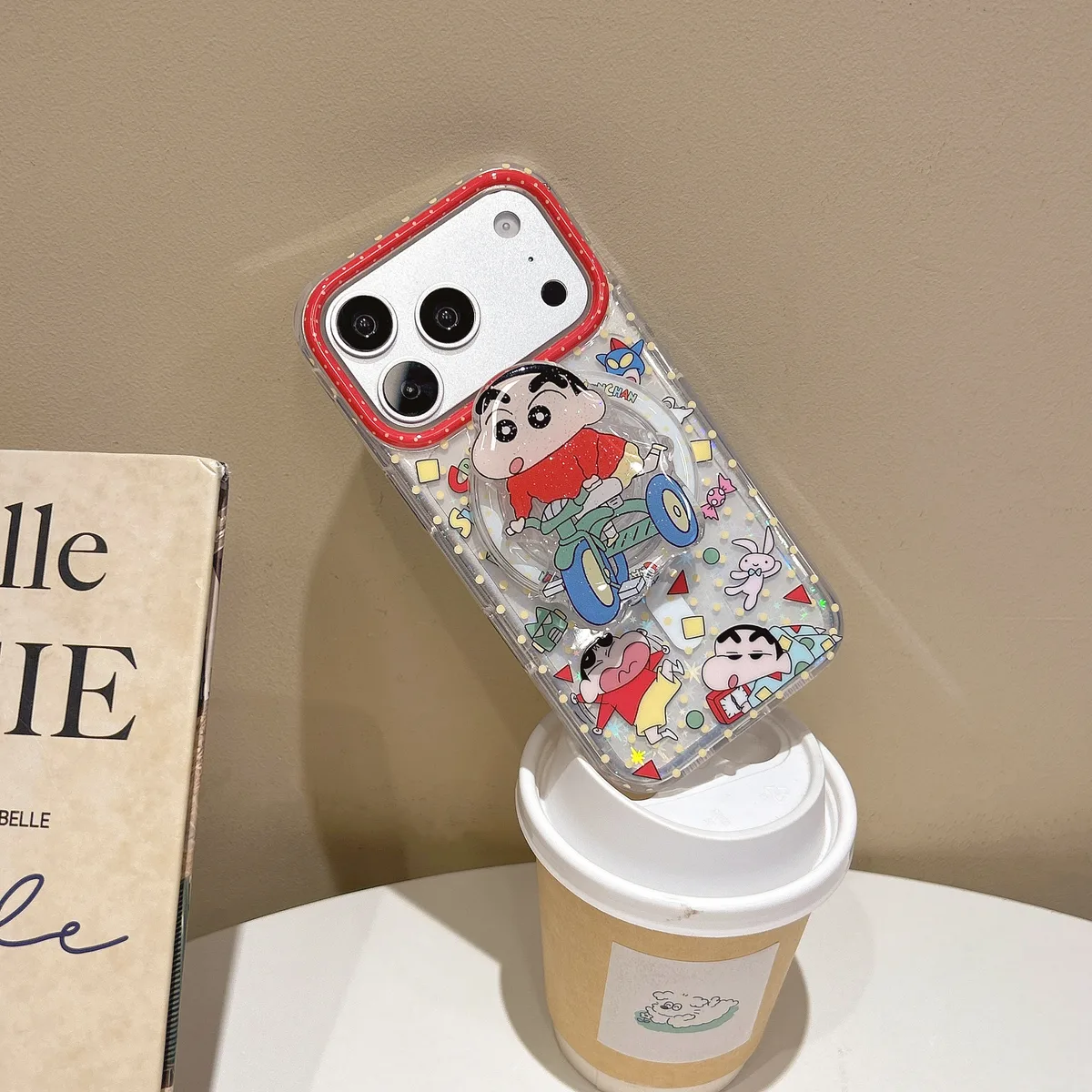Crayon Shin-chan Clear Case with Beaded Strap & PopSocket for iPhone 17 16 15 14 13 Pro Max — MagSafe