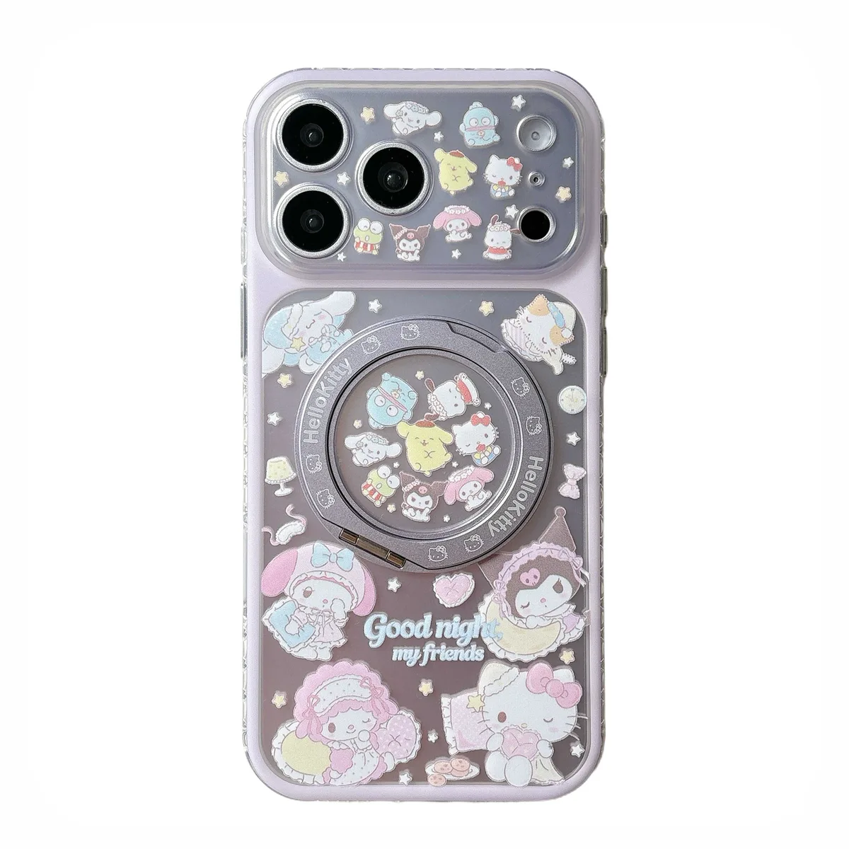 Hello Kitty Sanrio pastel clear phone case with beaded charm strap for iPhone 17 16 15 Pro Max — MagSafe