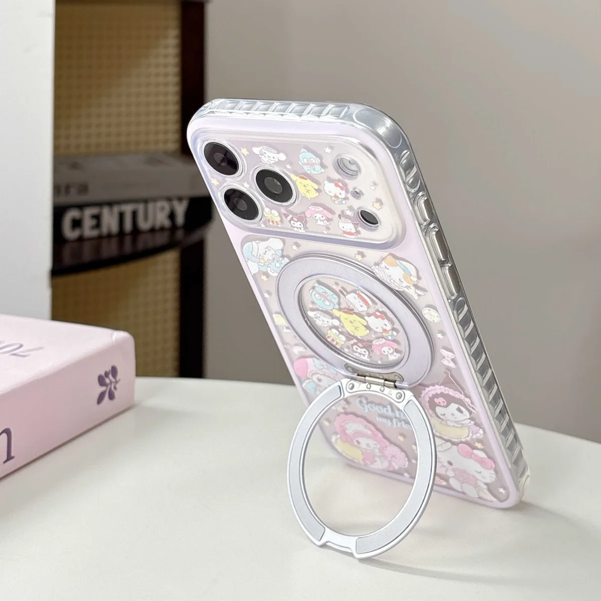Hello Kitty Sanrio pastel clear phone case with beaded charm strap for iPhone 17 16 15 Pro Max — MagSafe
