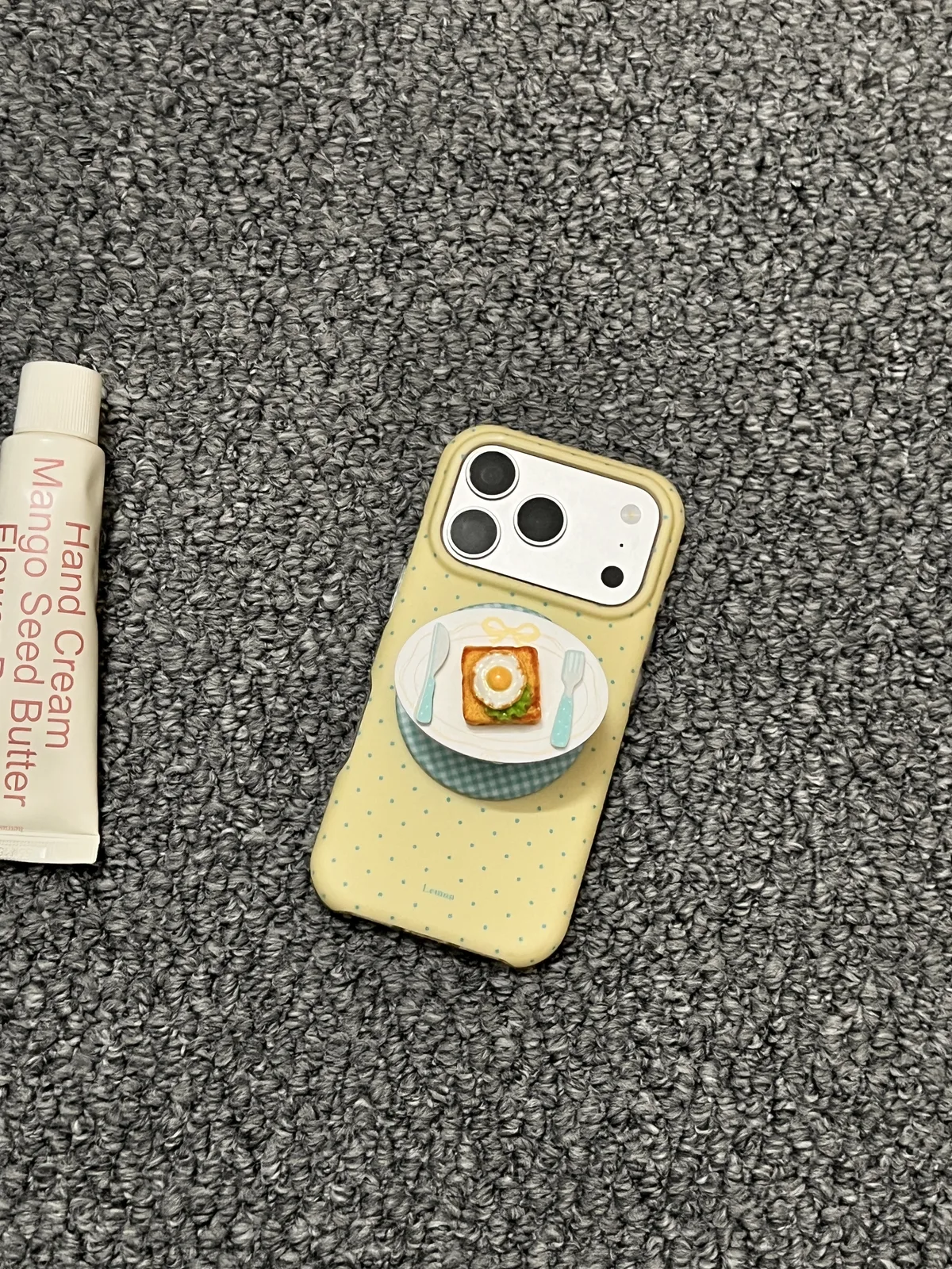 Cute Lemon Yellow Breakfast Phone Case with 3D Toast Plate Detail for iPhone 17 16 15 Pro Max