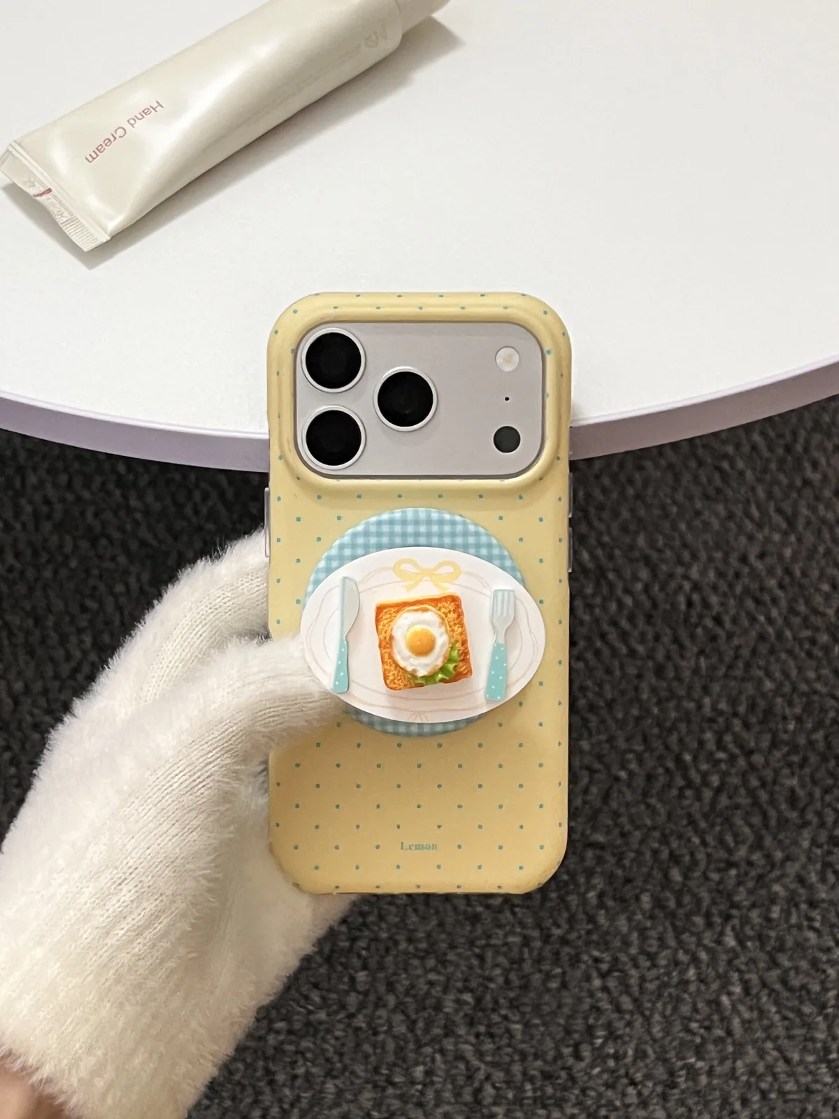 Cute Lemon Yellow Breakfast Phone Case with 3D Toast Plate Detail for iPhone 17 16 15 Pro Max