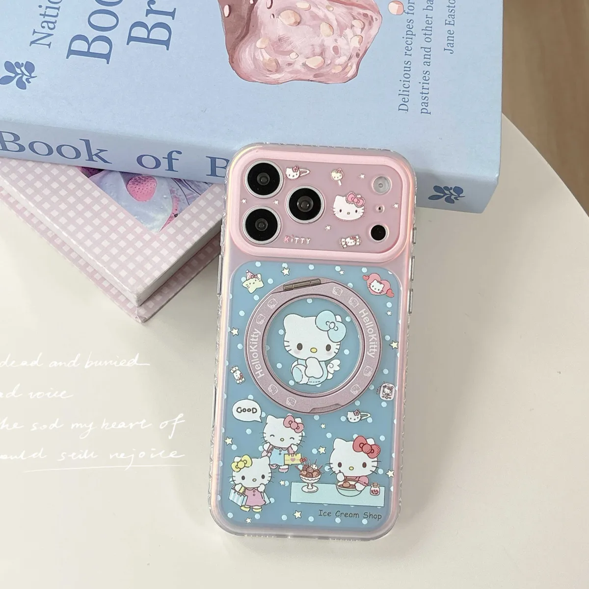 Hello Kitty pastel clear phone case with beaded charm for iPhone 17 16 15 Pro Max
