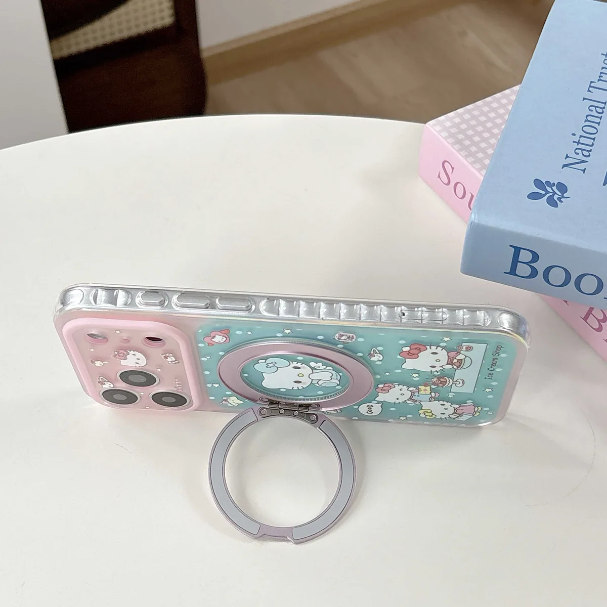Hello Kitty pastel clear phone case with beaded charm for iPhone 17 16 15 Pro Max