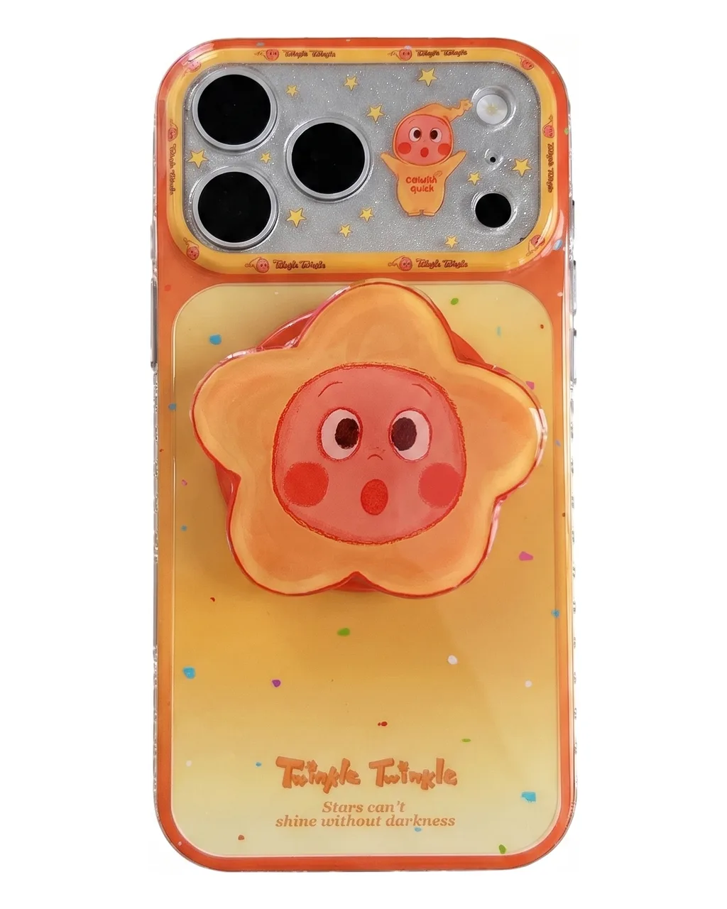 Cute Star Flower Phone Case with Beaded Charm and Pop Grip for iPhone 17 16 15 Pro Max