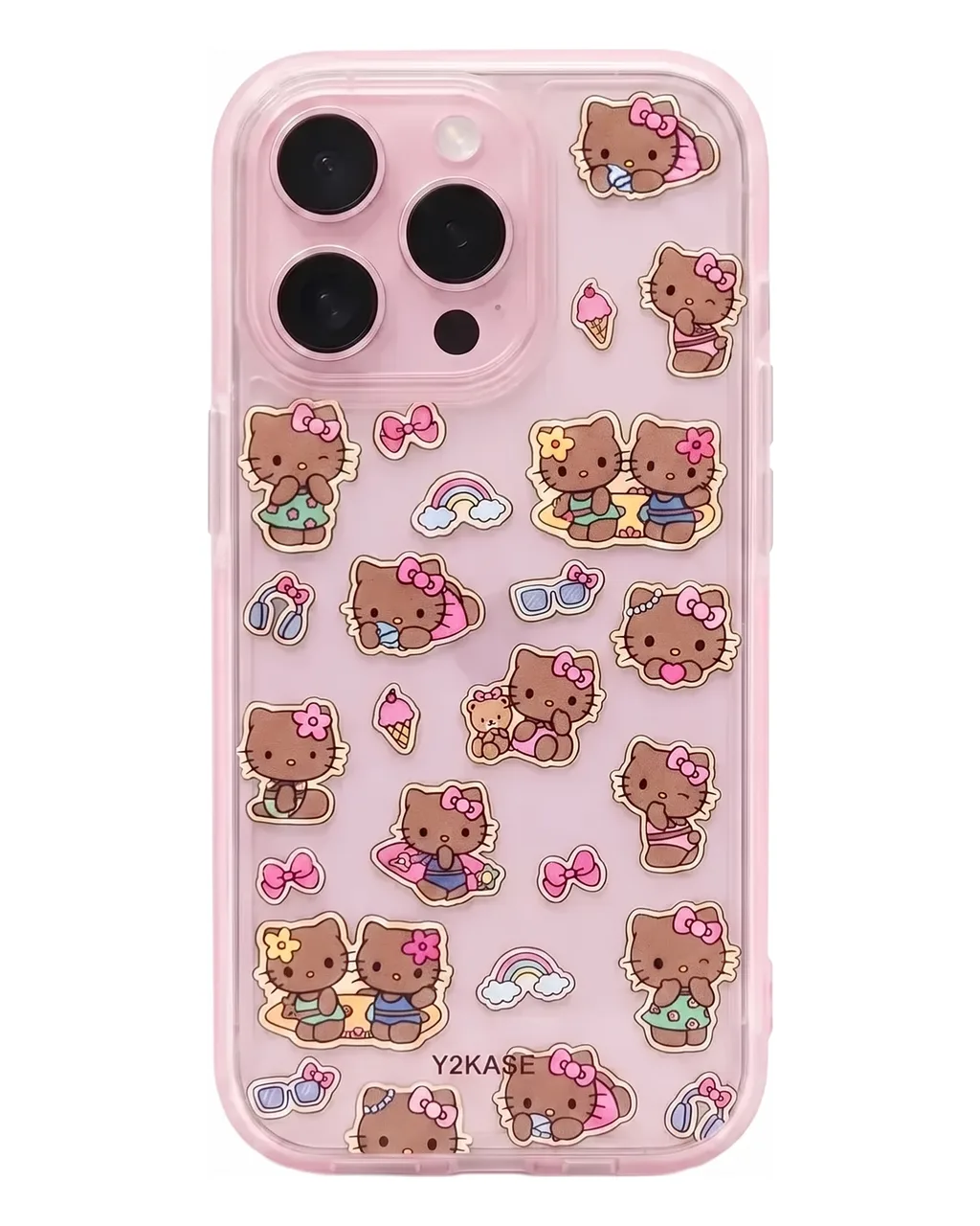 Hello Kitty Sticker Fun Case with Beaded Strap for iPhone 17 16 15 14 13 Pro Max